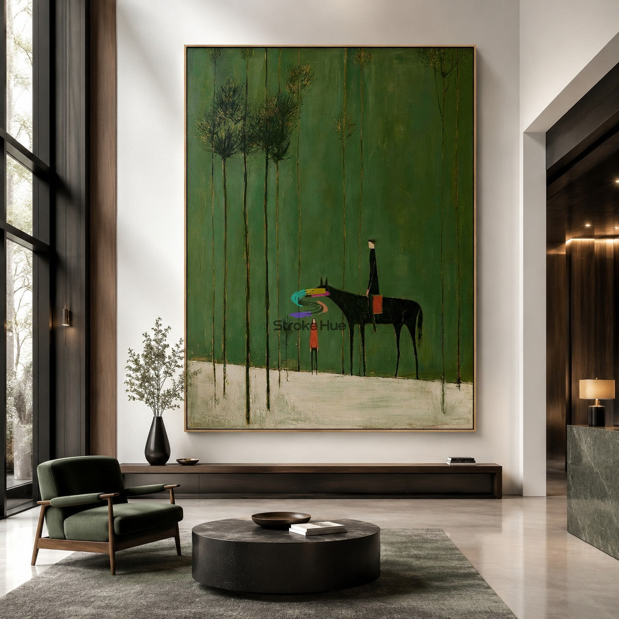 Red Saddle-Winter Horse Painting