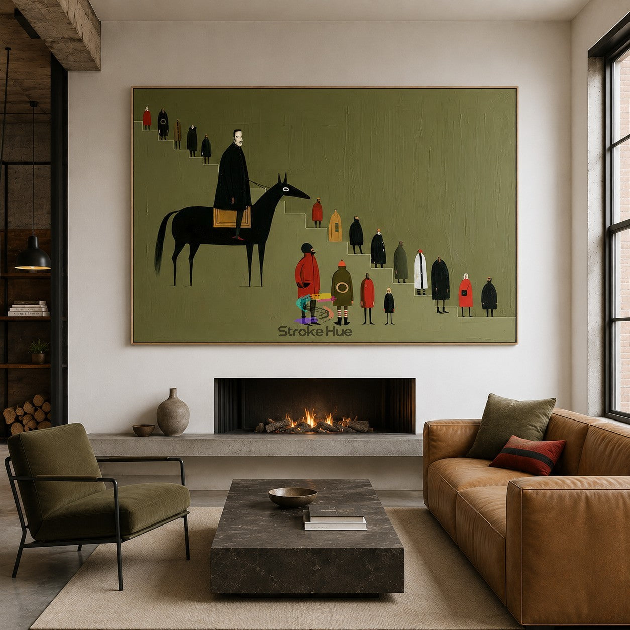 Olive Procession-Black Horse Painting