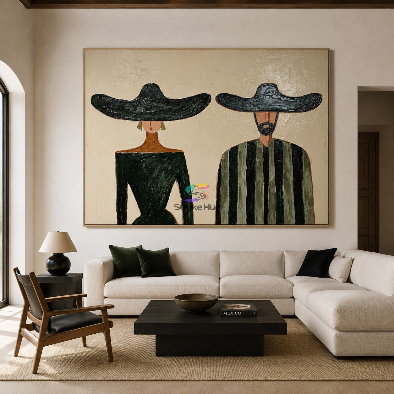 Midnight Duo-Black Hat Portrait Painting