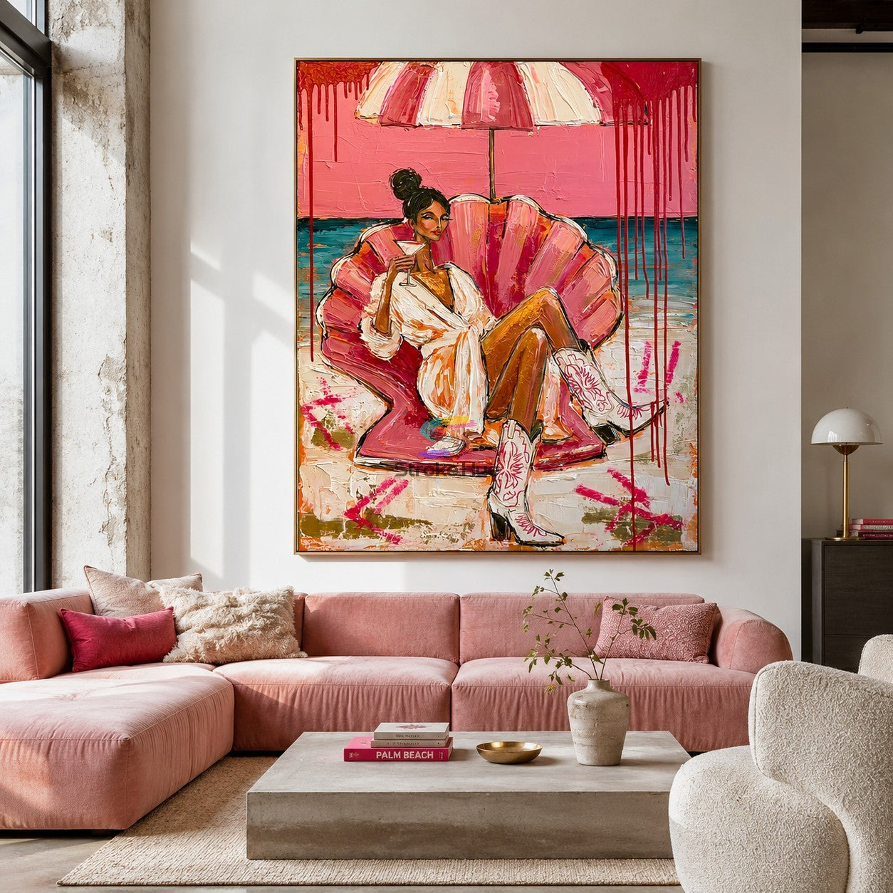 Pink Cabana-Cowgirl Cocktail Painting