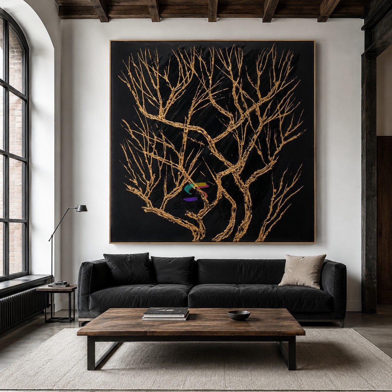 Gilded Thicket-Black Gold Branch Painting