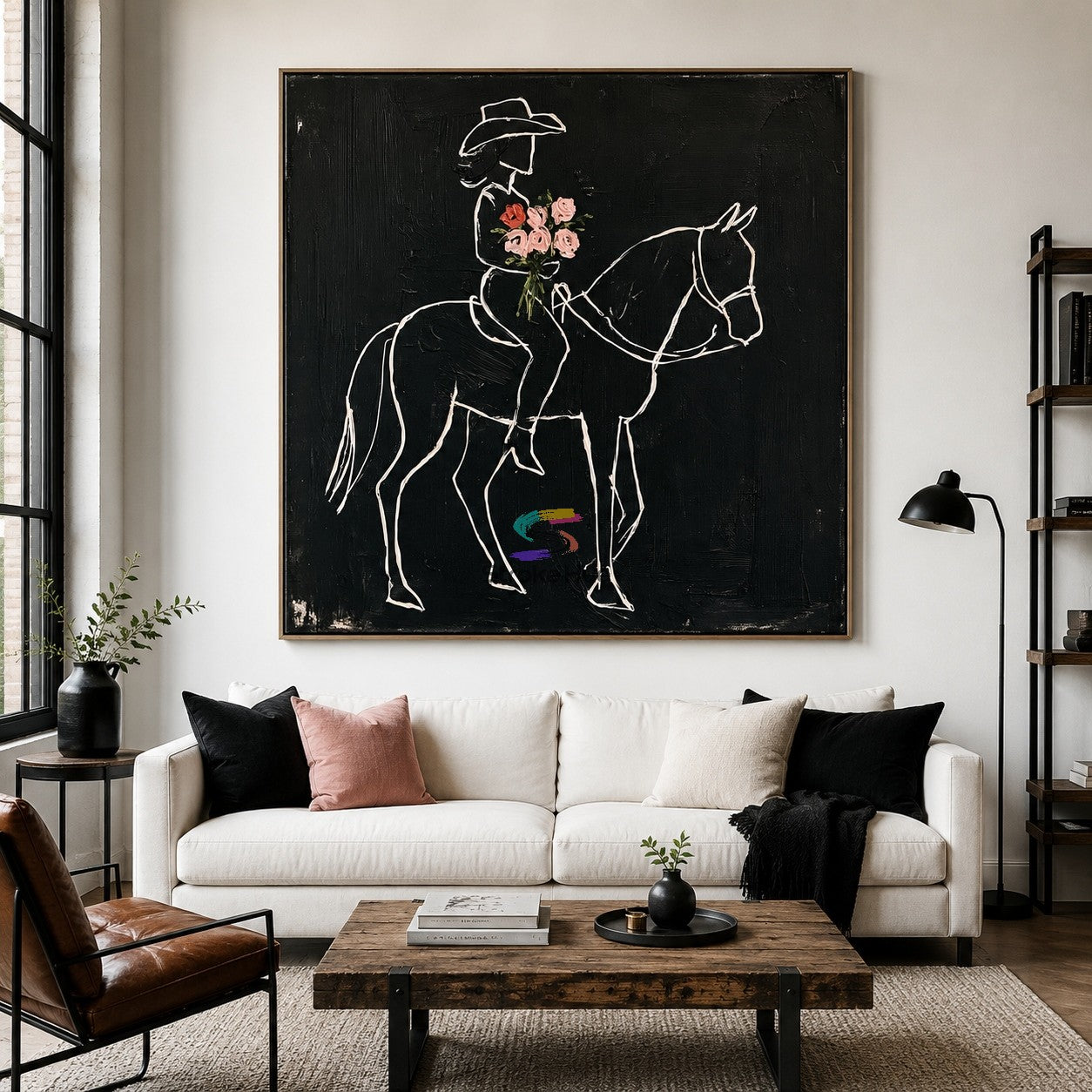 Midnight Bouquet-Horse Rider Painting