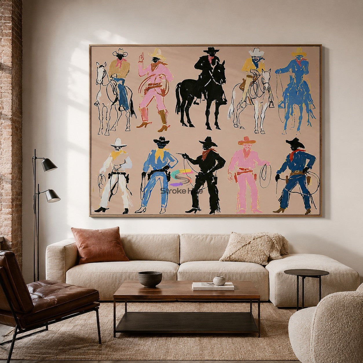 Rodeo Lineup-Cowboy Figure Painting