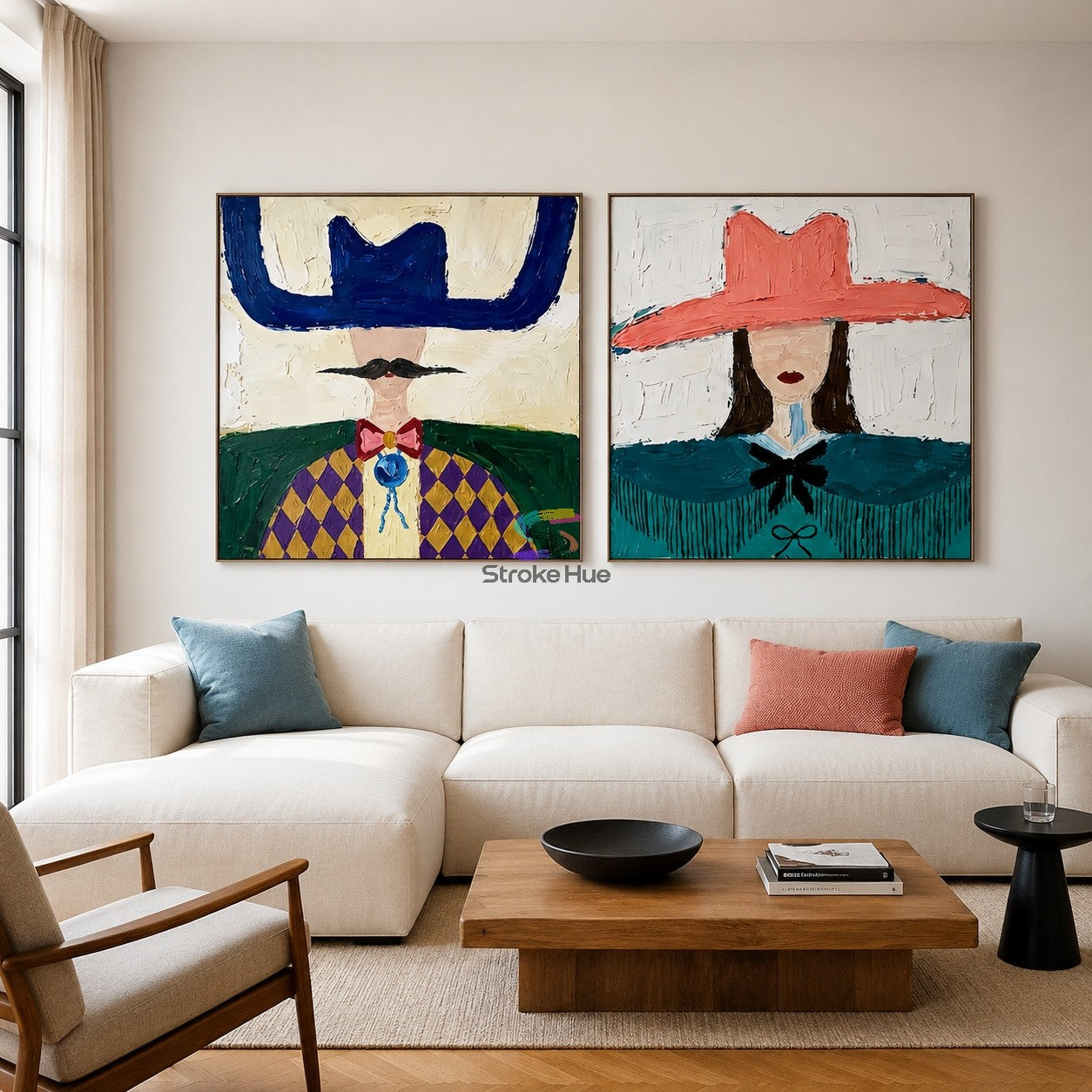 Rodeo Charm-Cowboy Cowgirl Diptych
