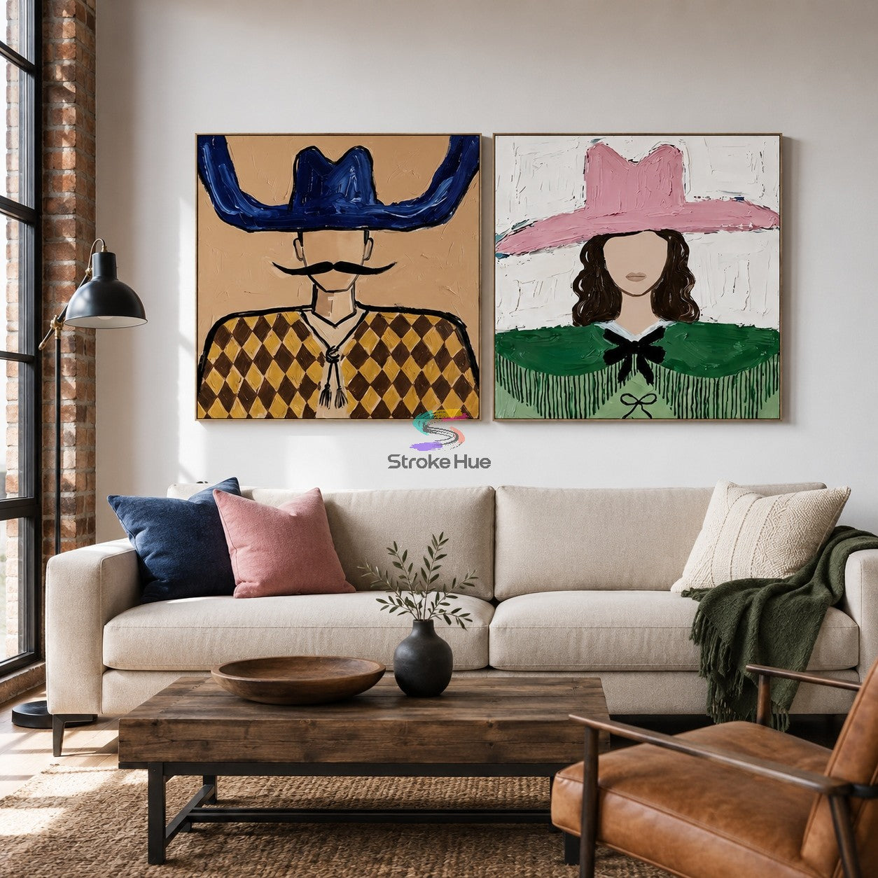 Hat Parade-Western Portrait Diptych