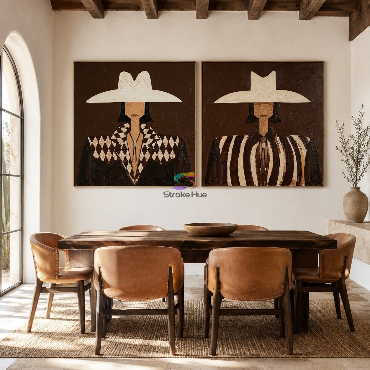 Ivory Duo-Cowgirl Diptych Painting