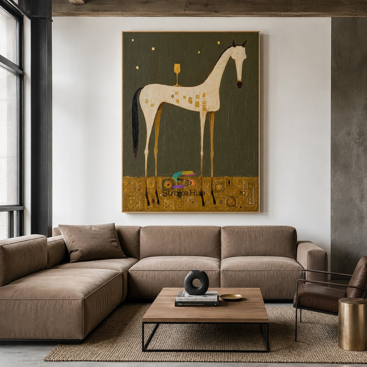 Gilded Totem-White Horse Painting