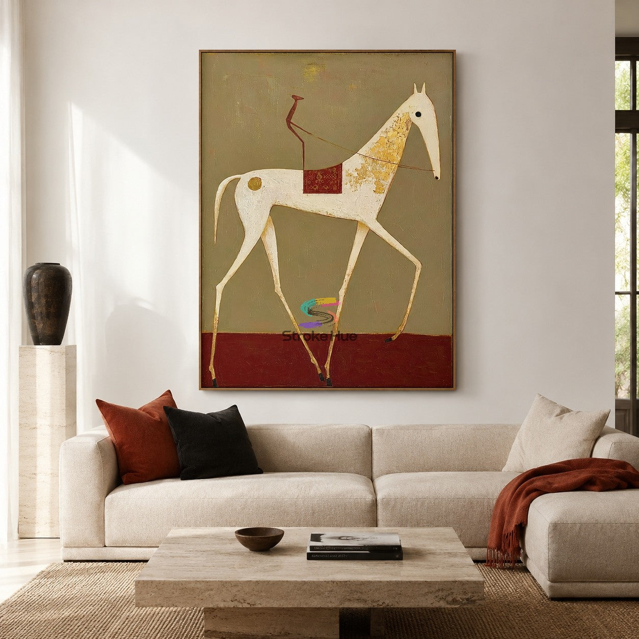 Golden Trot-White Horse Painting