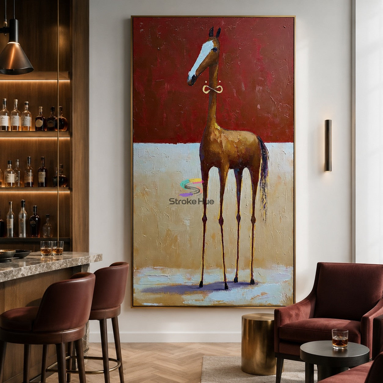 Crimson Poise-Long Leg Horse Painting