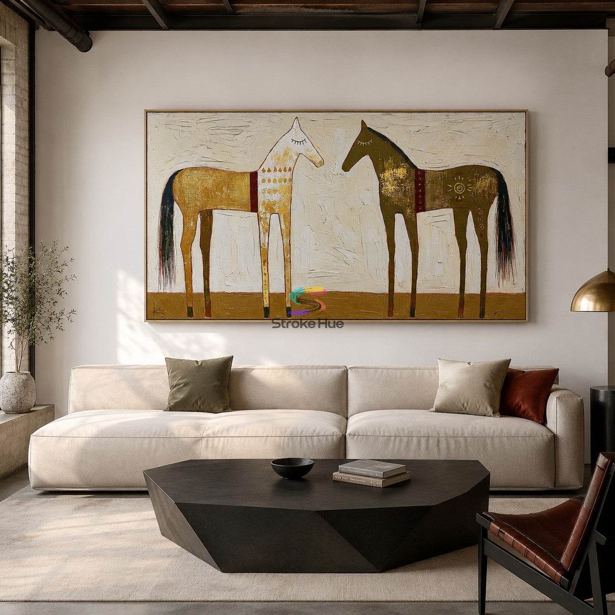Sacred Encounter-Two Horse Painting