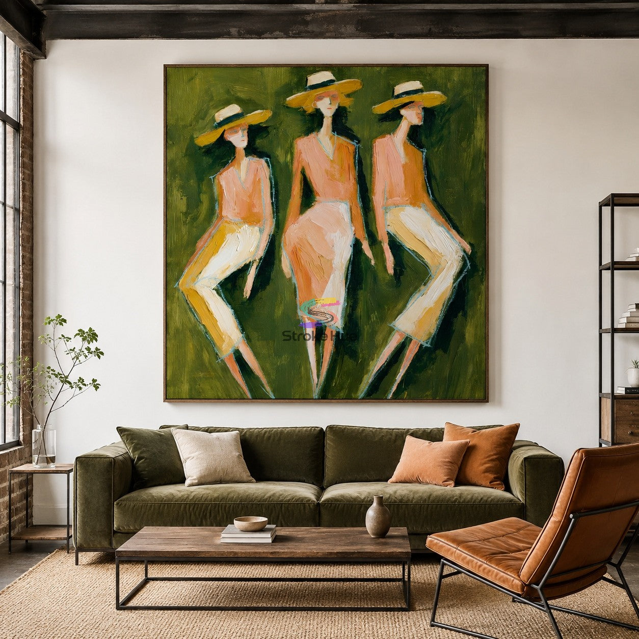 Olive Runway-Fashion Trio Painting