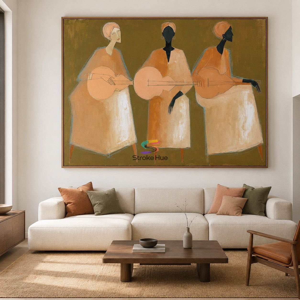 Saffron Strings-Women Music Painting
