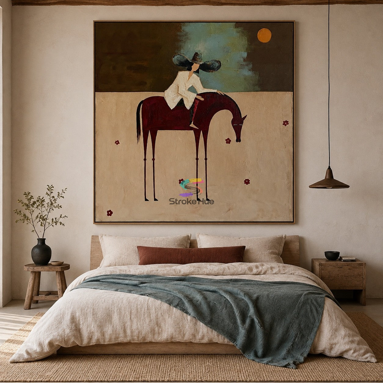 Teal Dusk-Cowgirl Horse Painting