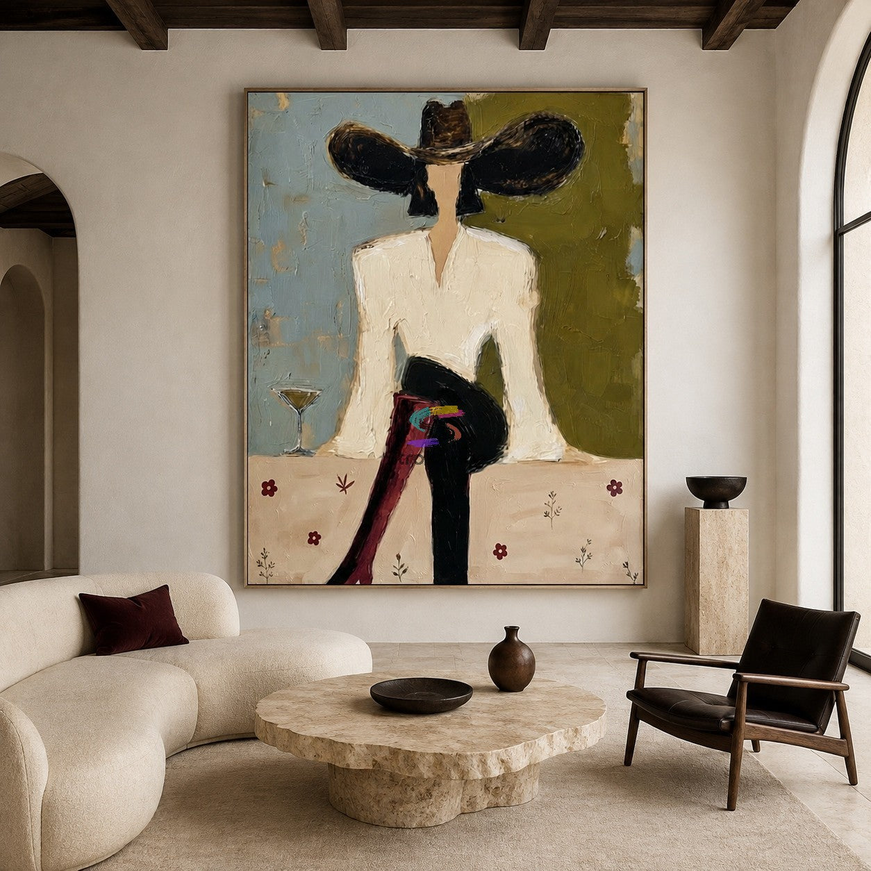 Martini Muse-Western Cowgirl Painting