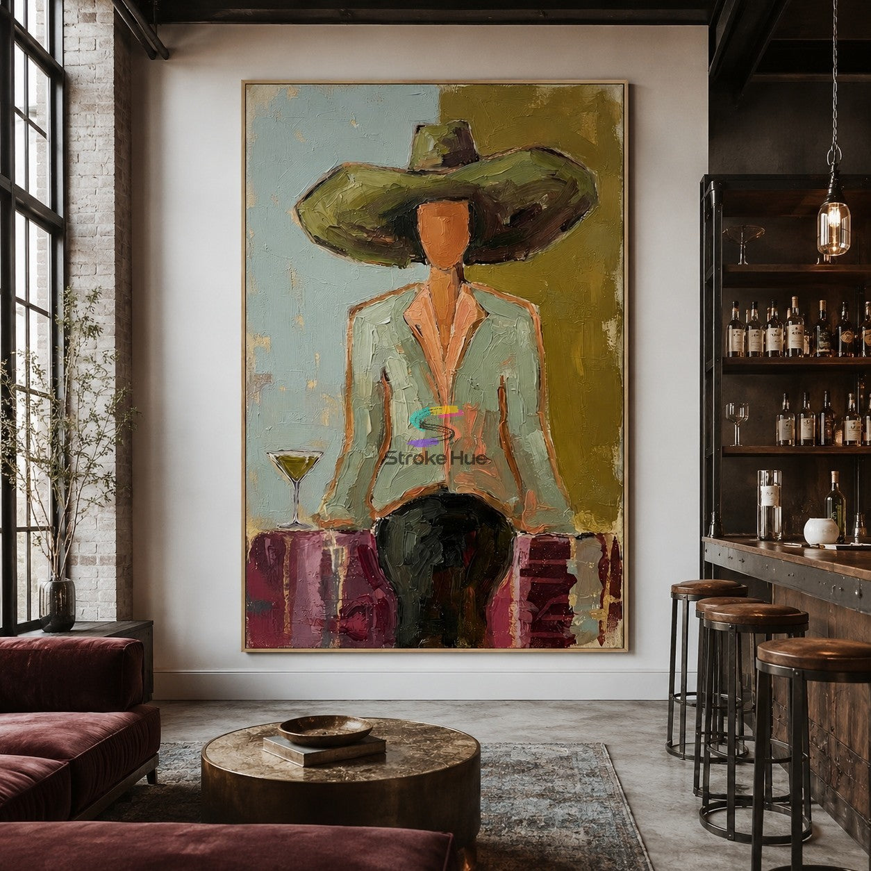 Olive Martini-Sage Western Woman Painting