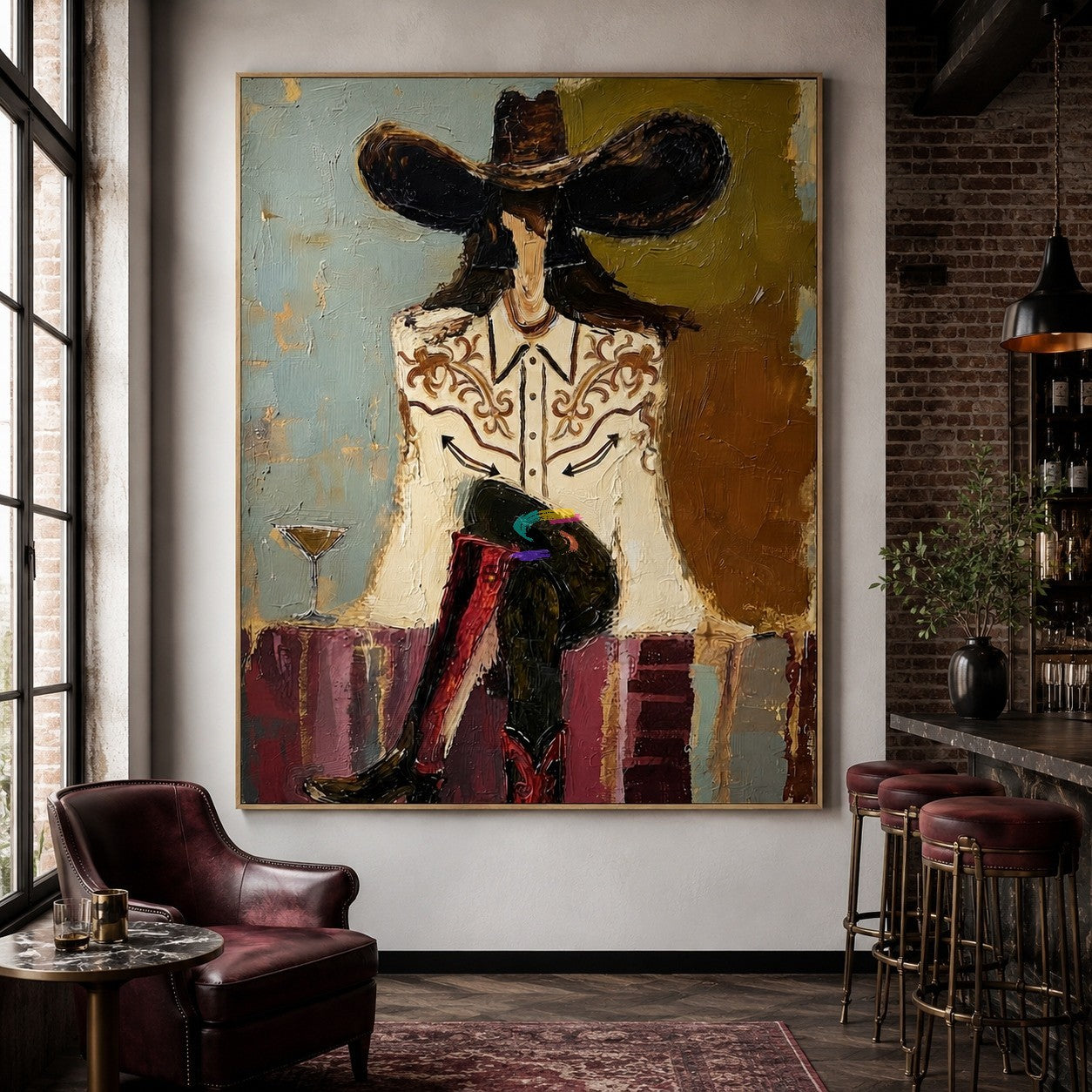 Arrow Bloom-Embroidered Cowgirl Painting