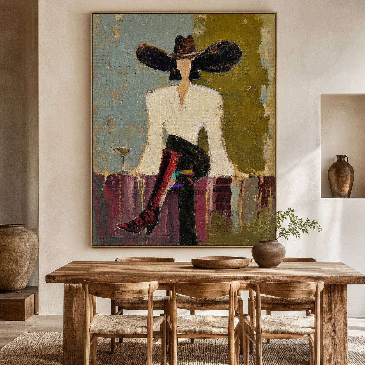 Scarlet Step-Red Boot Cowgirl Painting