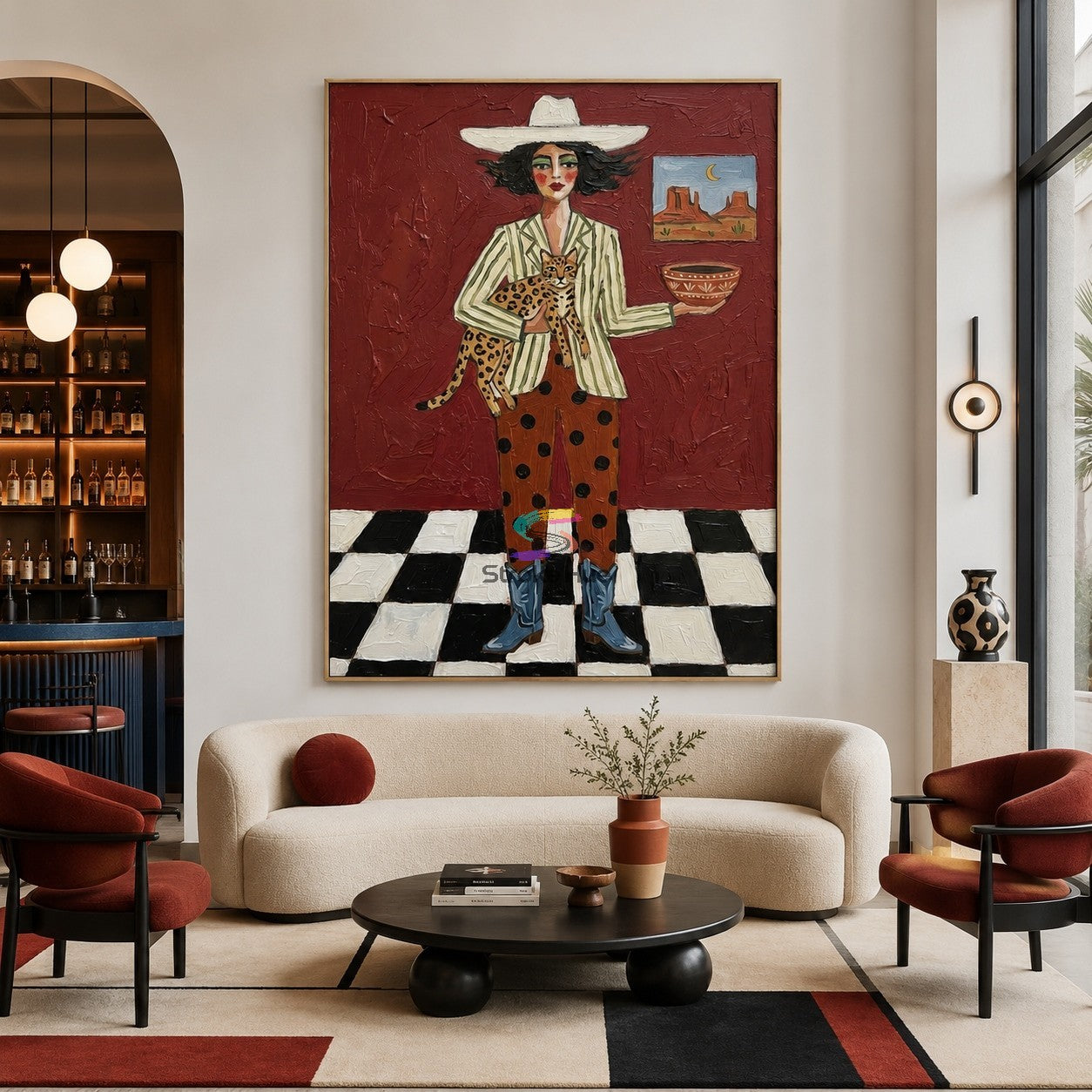 Desert Muse-Leopard Cowgirl Painting