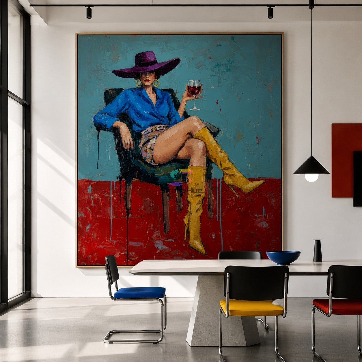 Velvet Sip-Purple Hat Cowgirl Painting