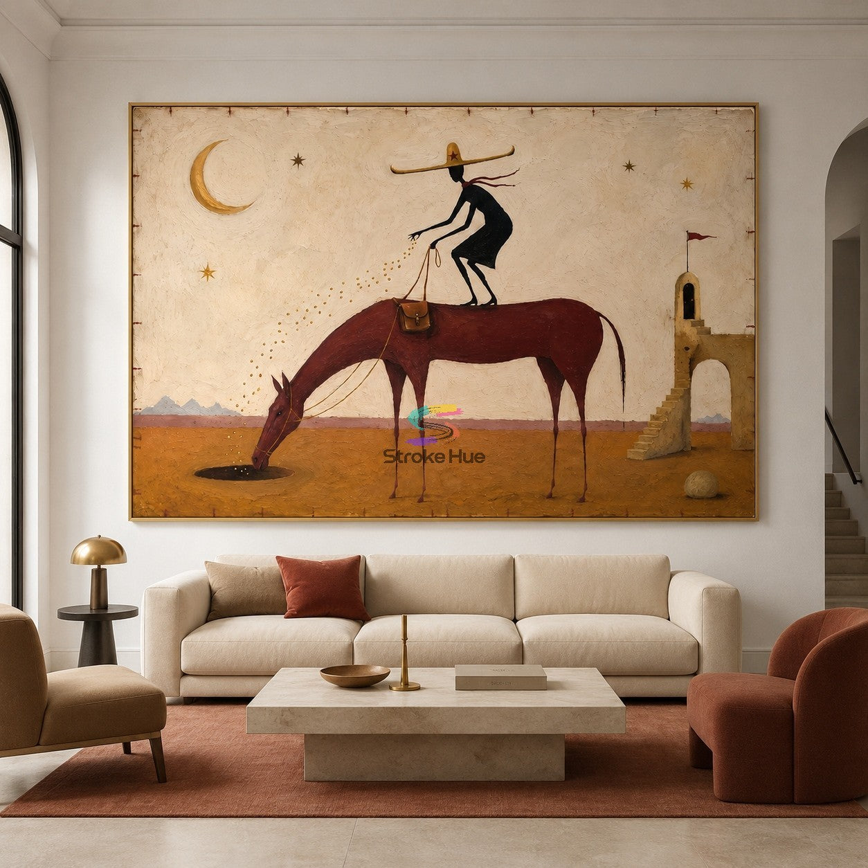 Moon Dust Rider-Surreal Desert Horse Painting