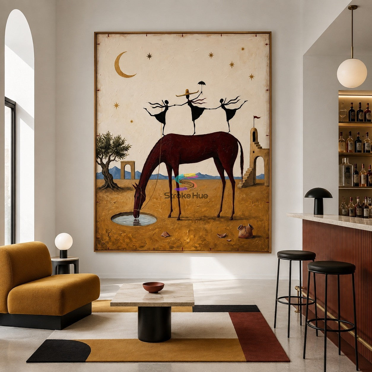 Moonlit Balance-Dancing Horse Desert Painting