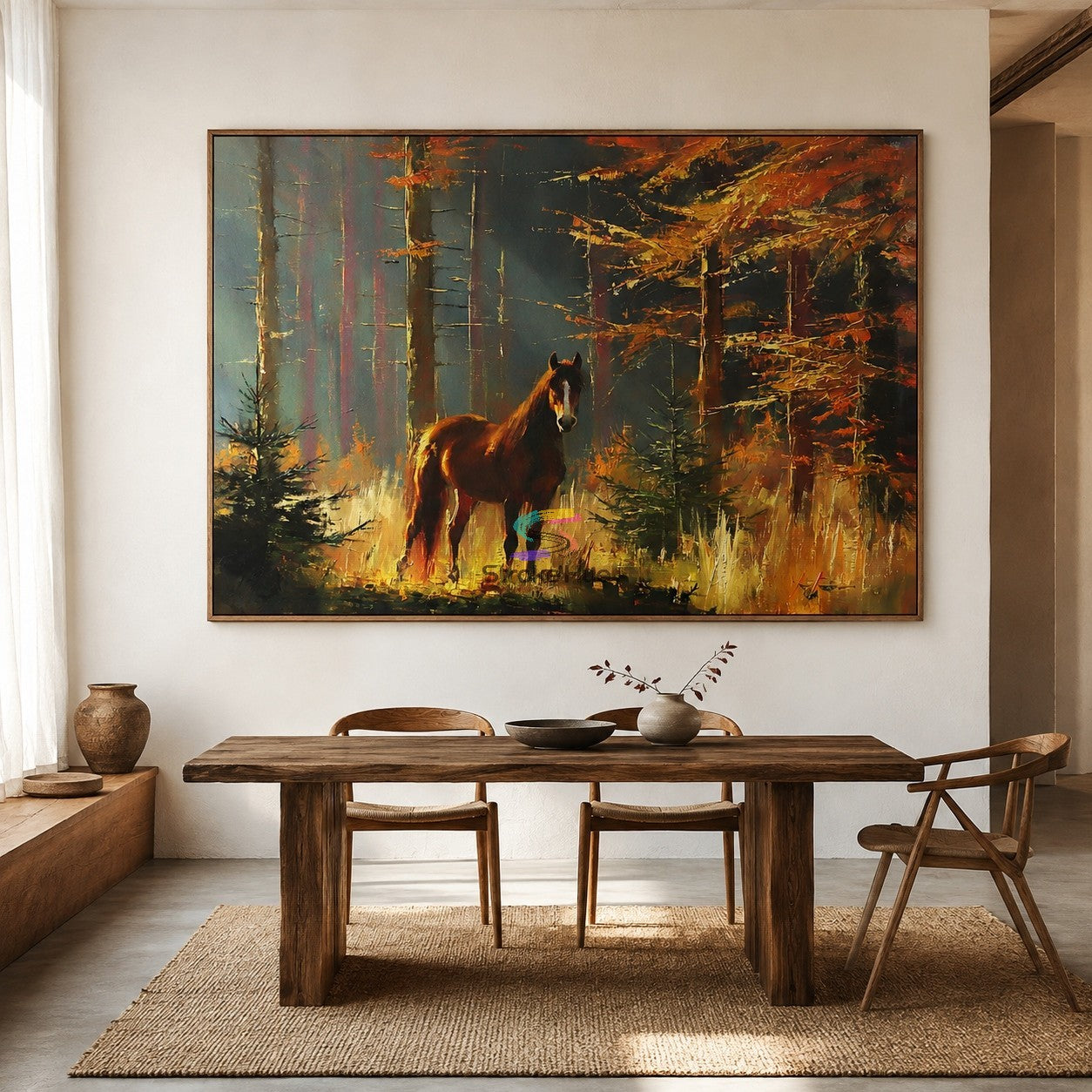 Ember Woods-Autumn Horse Landscape Painting