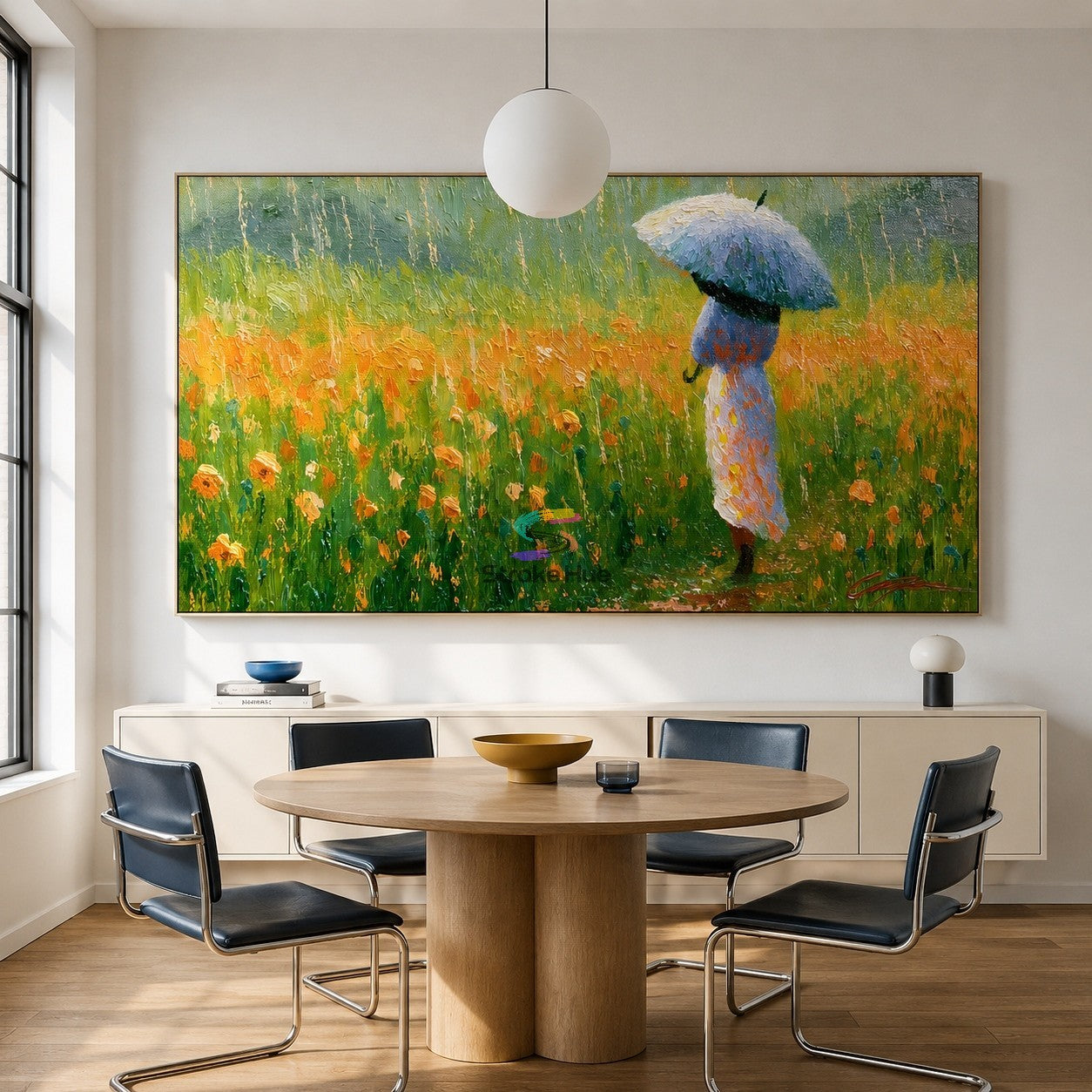 Poppy Rainwalk-Umbrella Meadow Painting