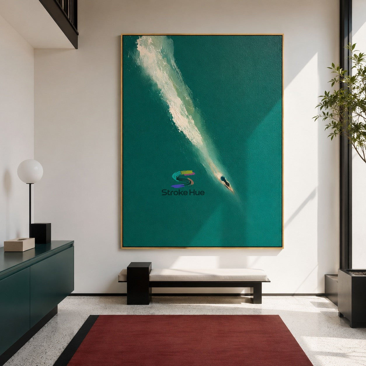Turquoise Descent-Solo Diver Painting