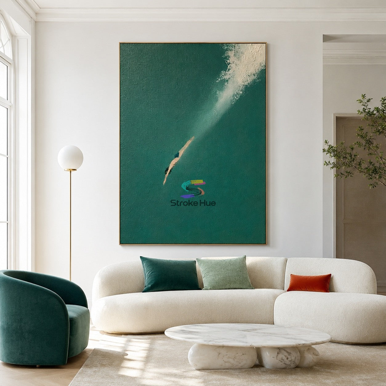 Still Descent-Teal Swimmer Painting