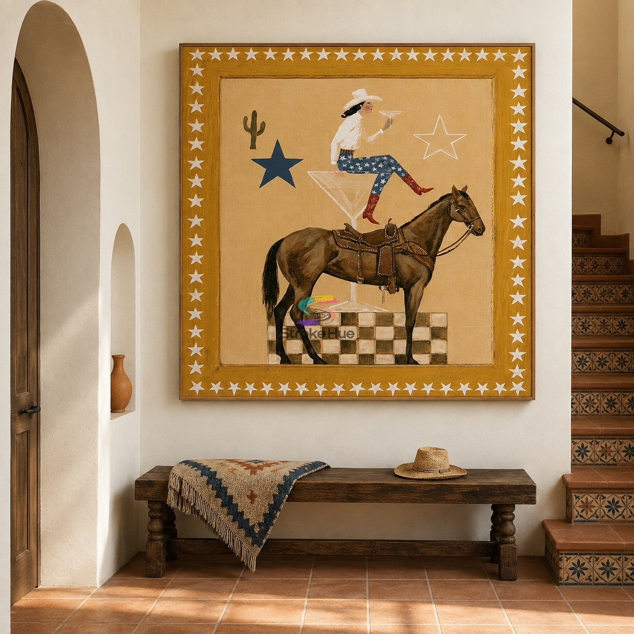 Martini Saddle-Star Pants Cowgirl Painting