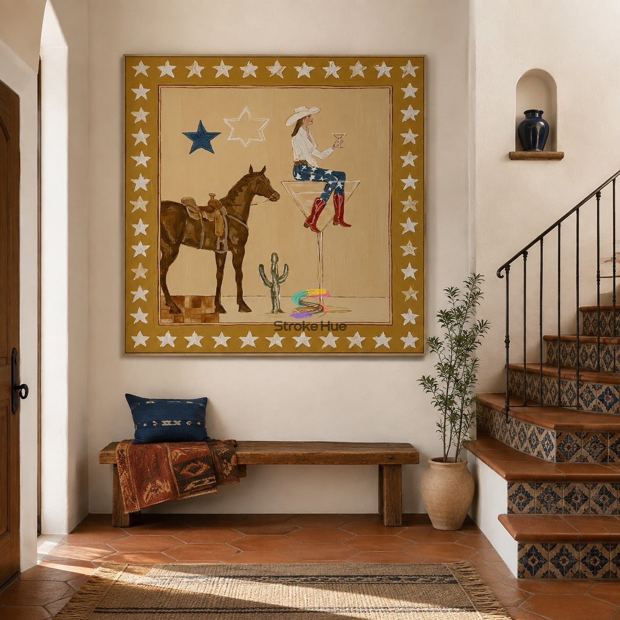Desert Cheers-Starry Cowgirl Horse Painting