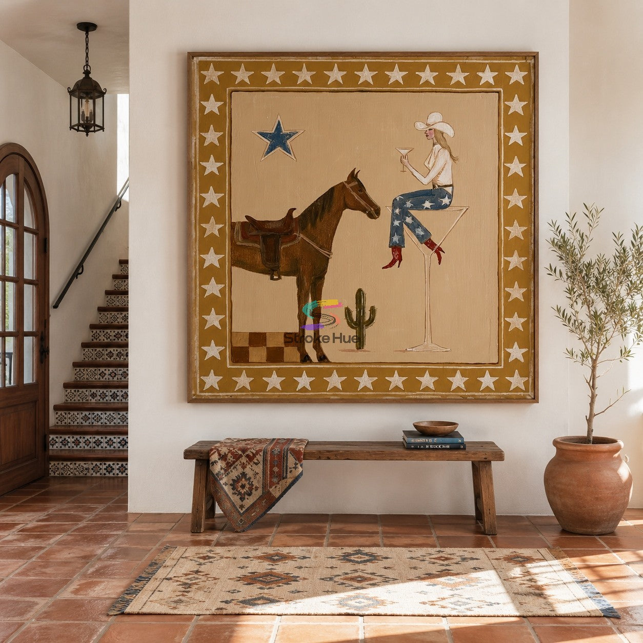Western Toast-Star Cowgirl Martini Painting