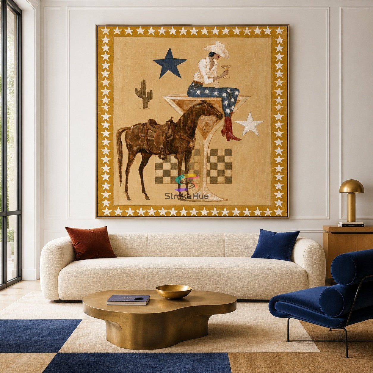 Desert Martini-Starry Cowgirl Horse Painting