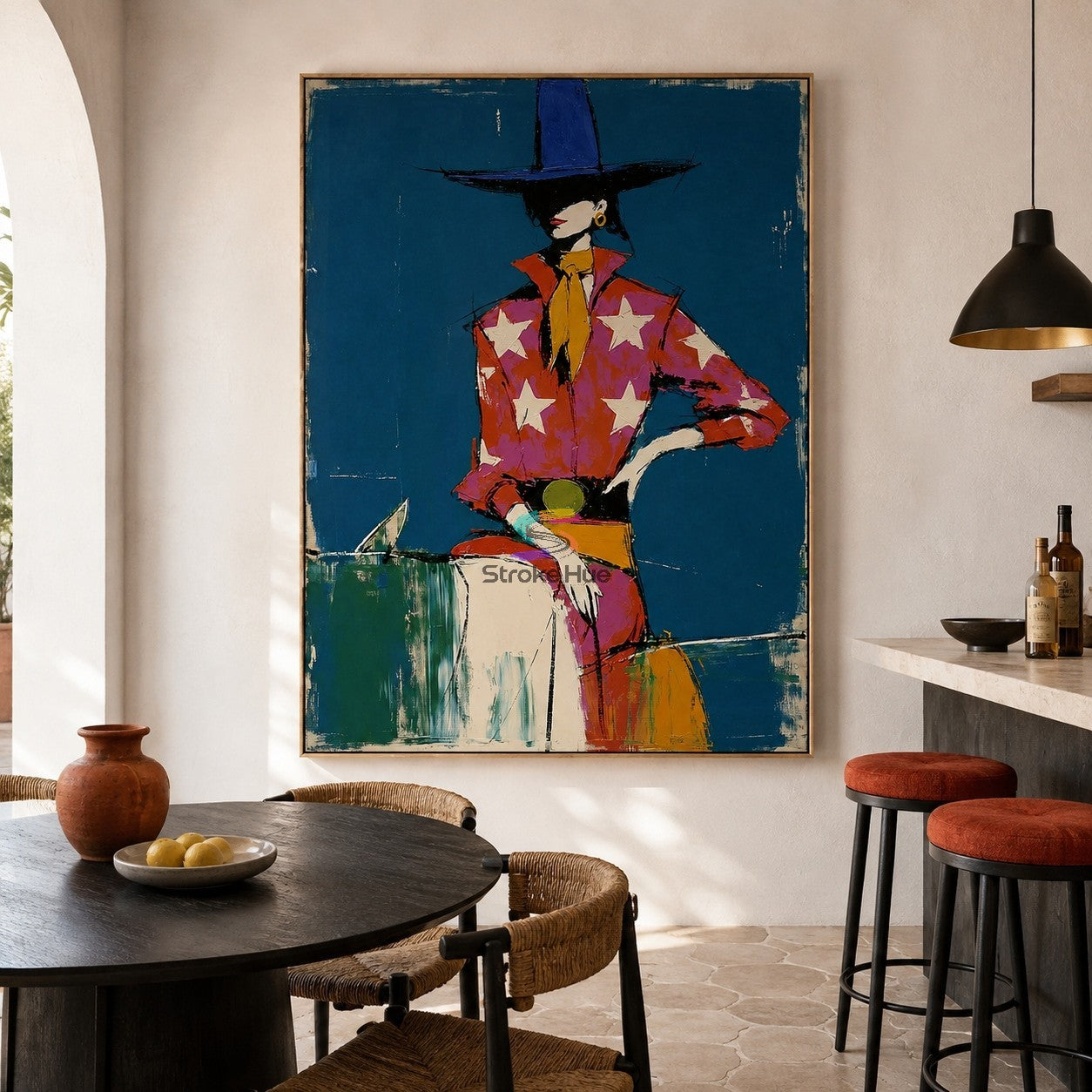 Blue Rebel-Star Jacket Cowgirl Painting