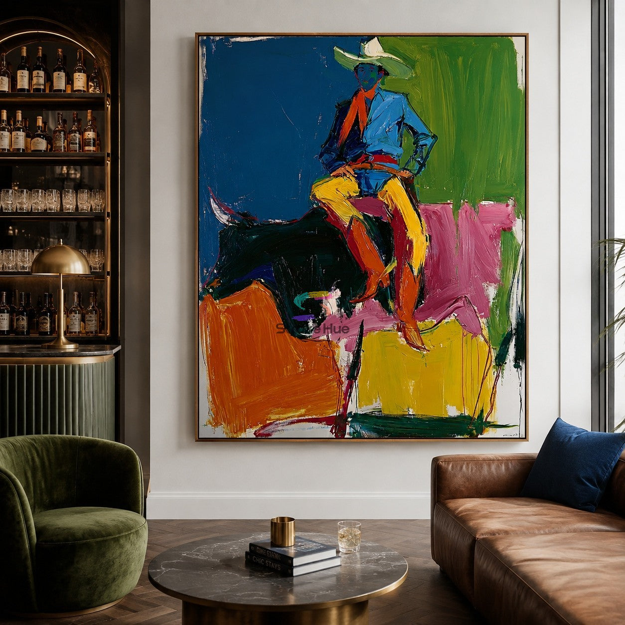 Color Rodeo-Abstract Longhorn Rider Painting