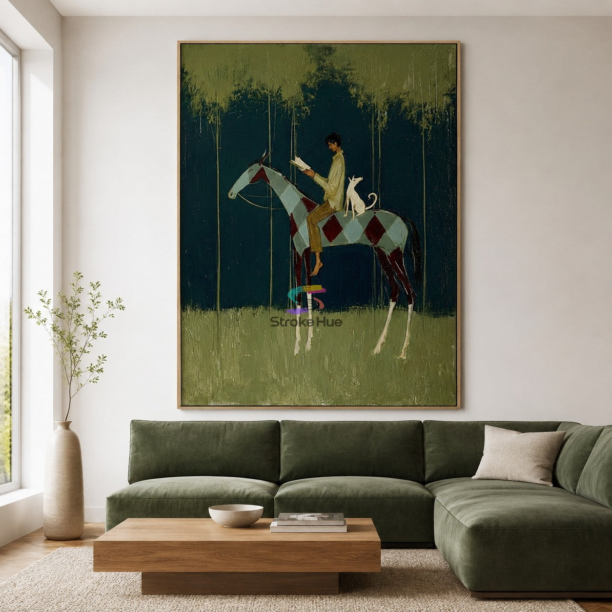 Forest Reader-Horse and Dog Folk Painting