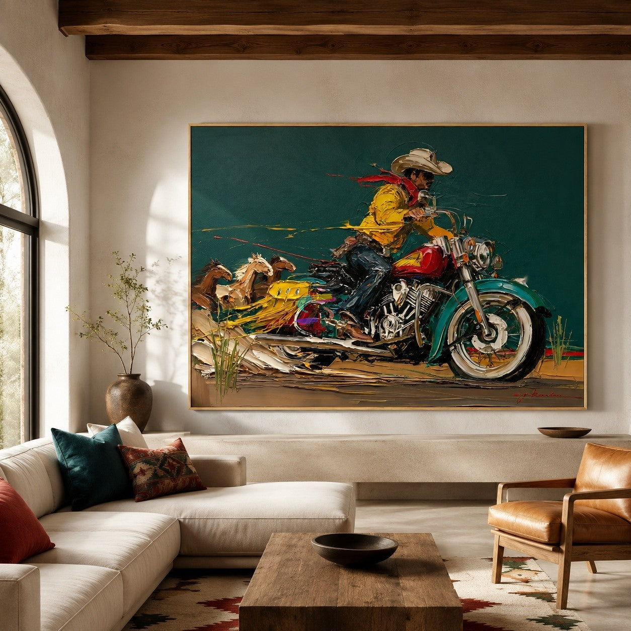 Desert Throttle-Cowboy Motorcycle Painting