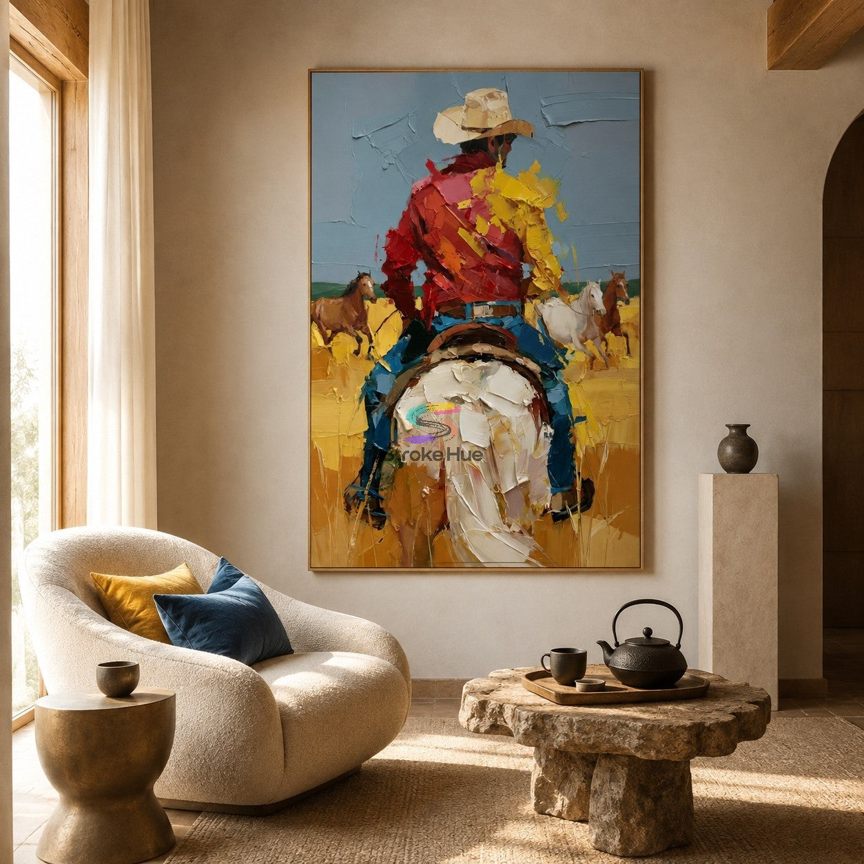 Frontier Journey-Cowboy Horse Riding Western Painting
