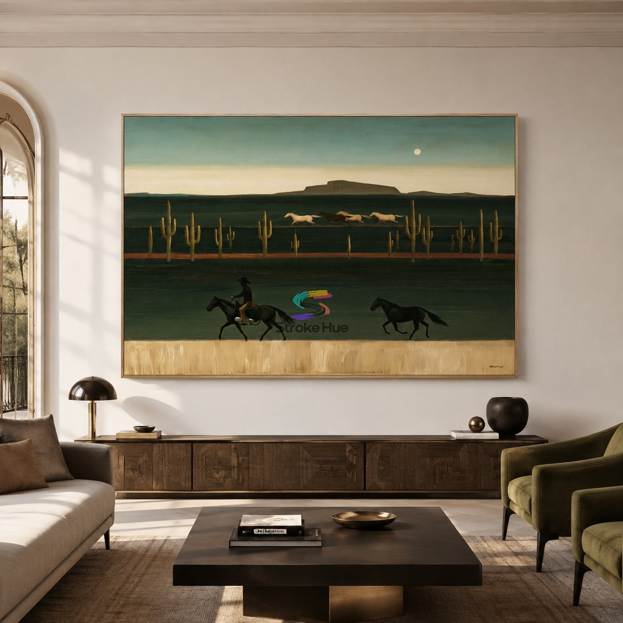 Desert Moon Riders-Western Horse Landscape Painting