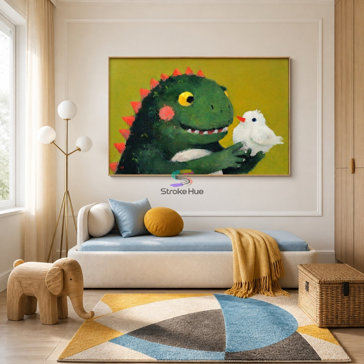 Dino & Friend-Playful Dinosaur Animal Painting