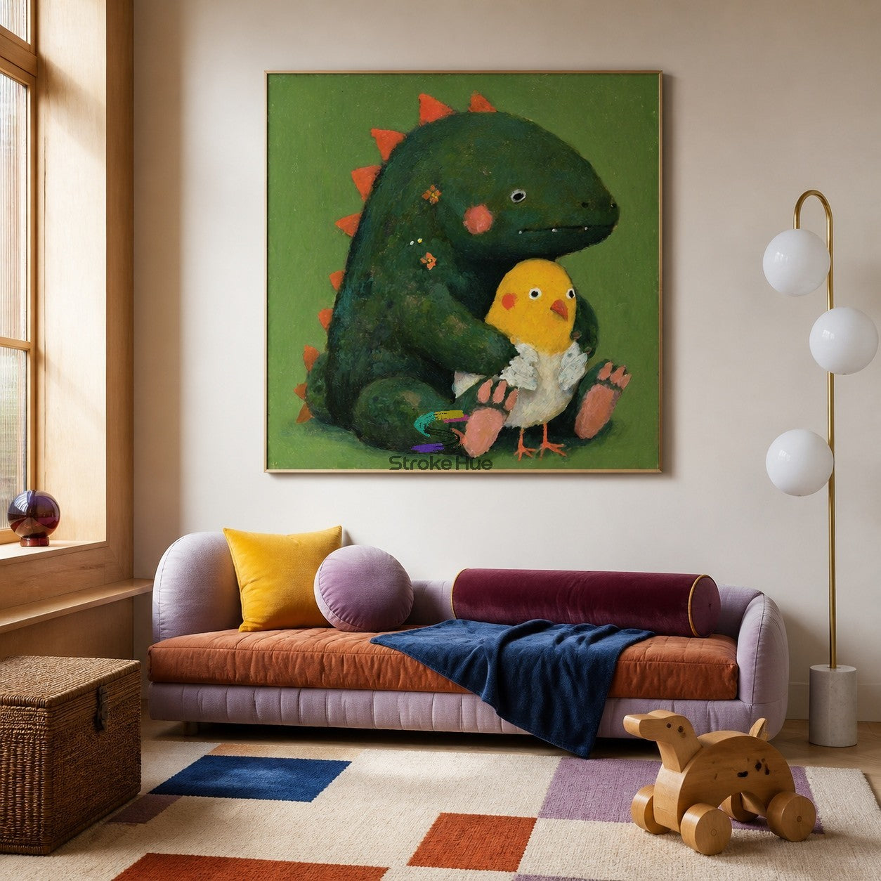 Dino Hug-Heartwarming Dinosaur Animal Painting