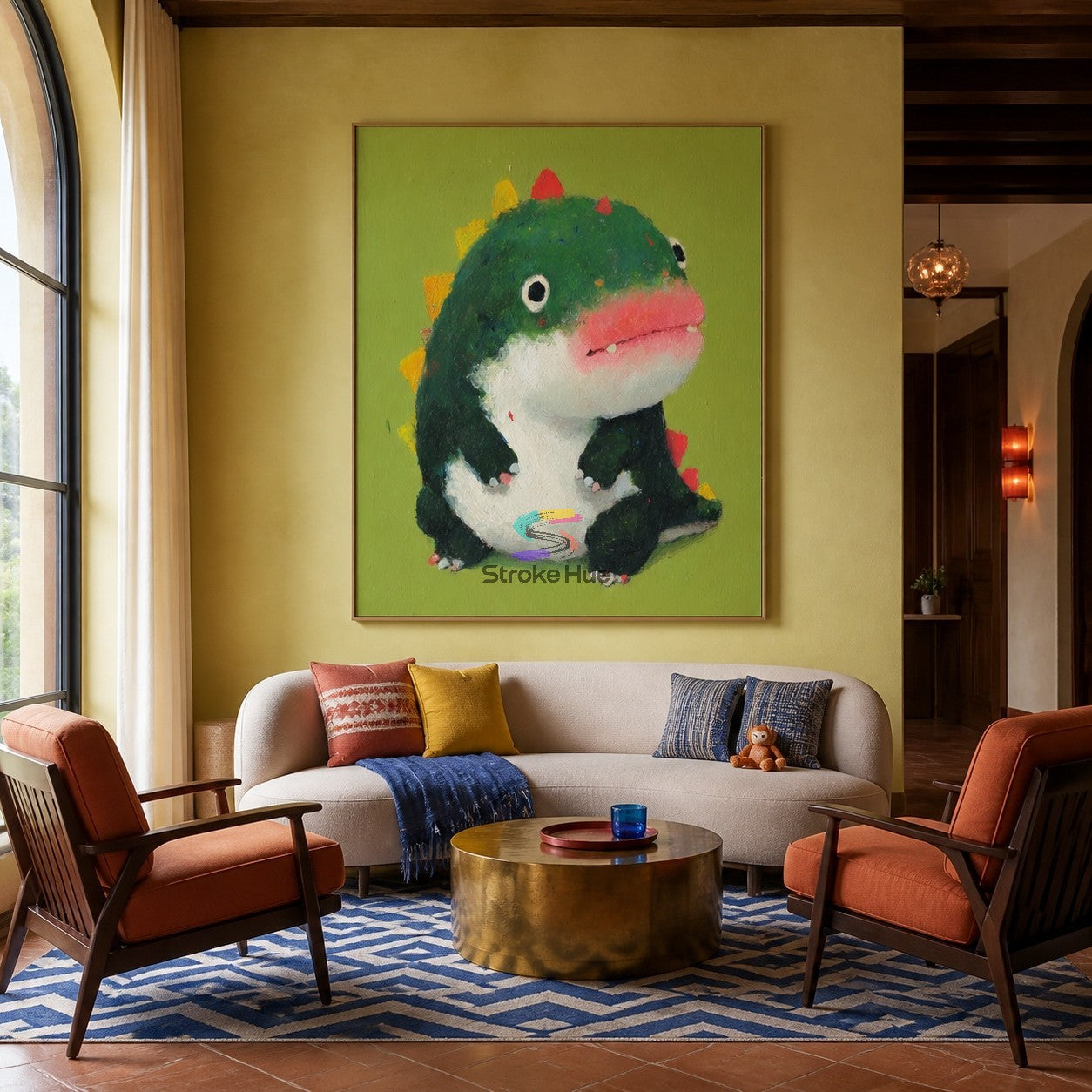 Little Dino-Charm Green Dinosaur Animal Painting