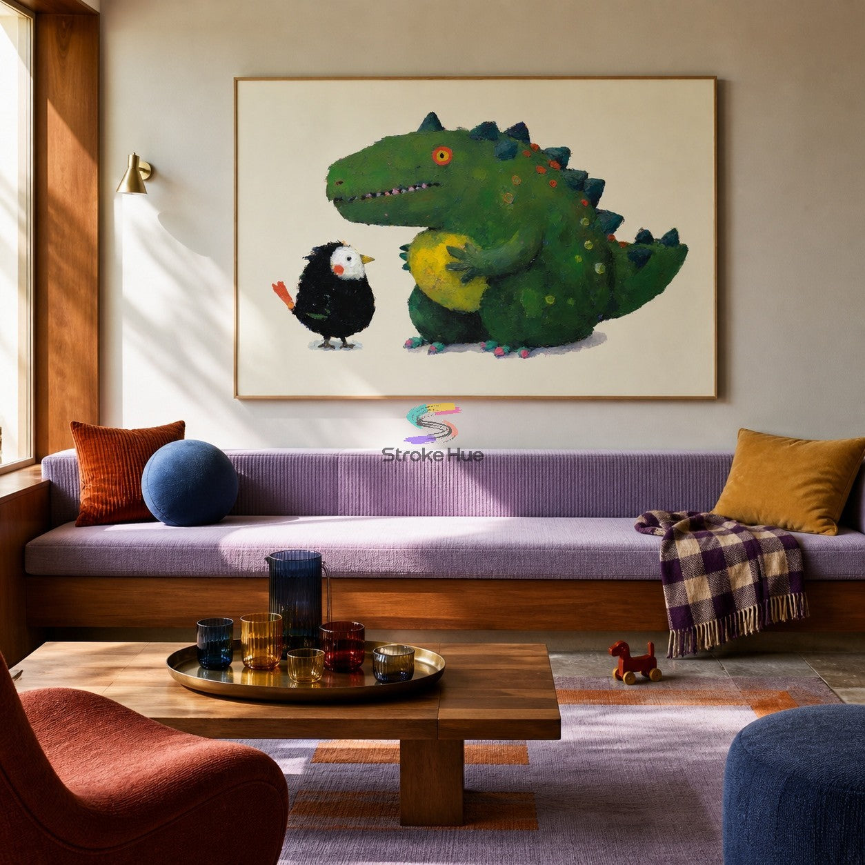 Dino Companion-Dinosaur Animal Oil Painting