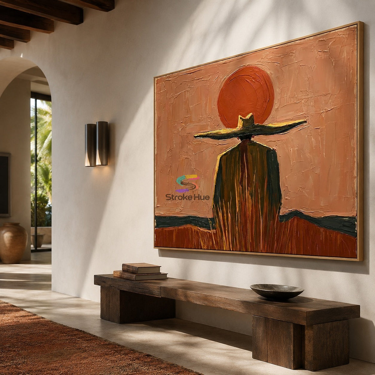 Desert Sunset Cowboy-Southwestern Oil Painting