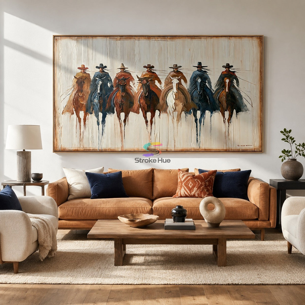 Seven Riders Lineup-Western Cowboy Oil Painting