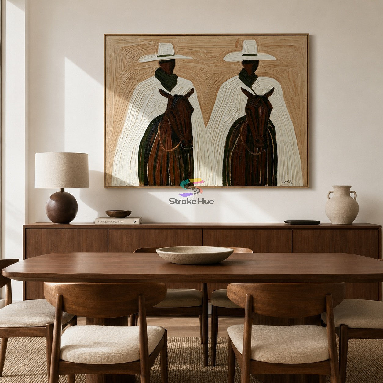 Twin Desert Riders-Western Cowboy Oil Painting