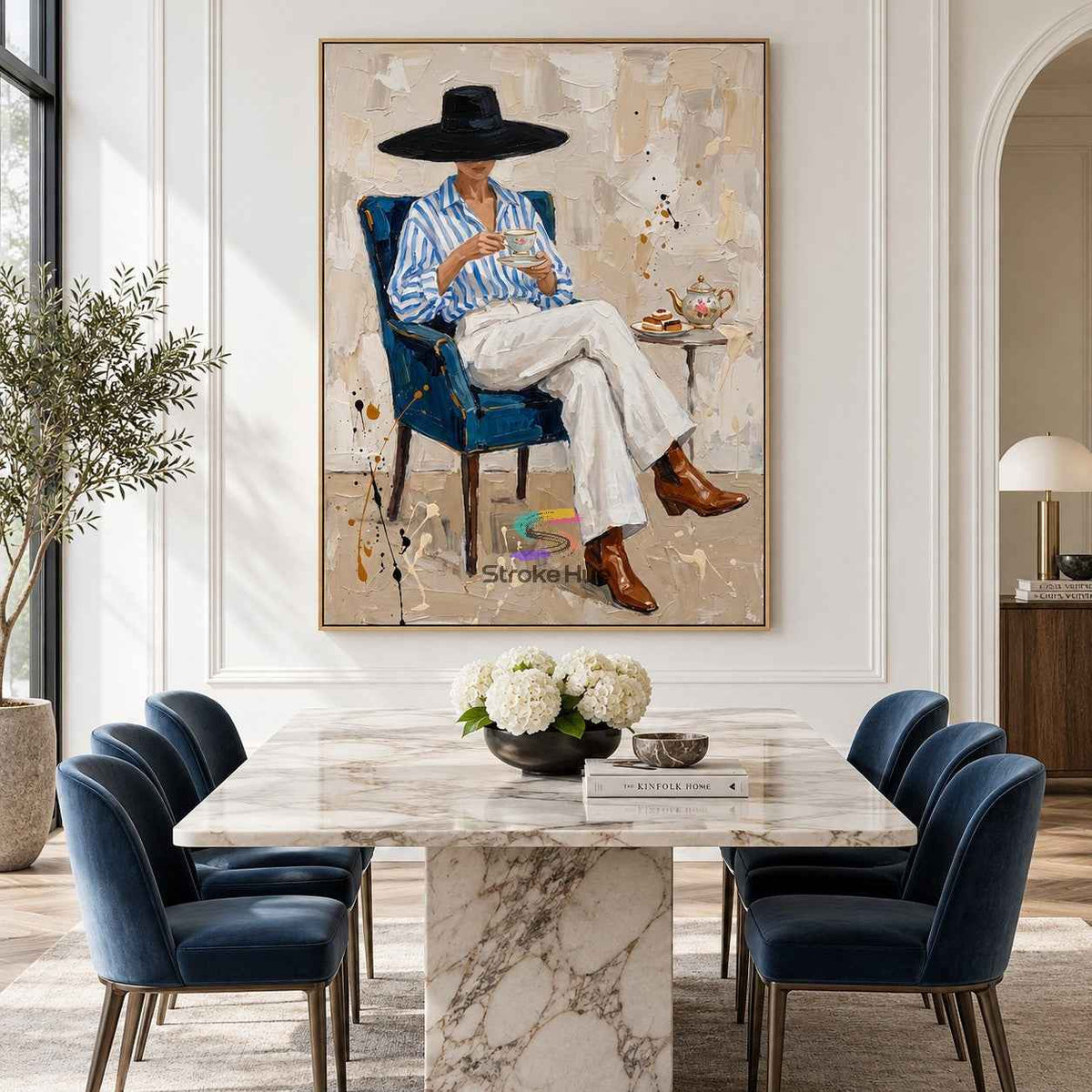 Blue Chair Moment-Modern Figure Oil Painting
