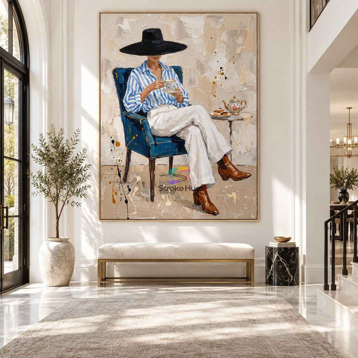 Blue Chair Moment-Modern Figure Oil Painting