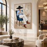 Blue Chair Moment-Modern Figure Oil Painting