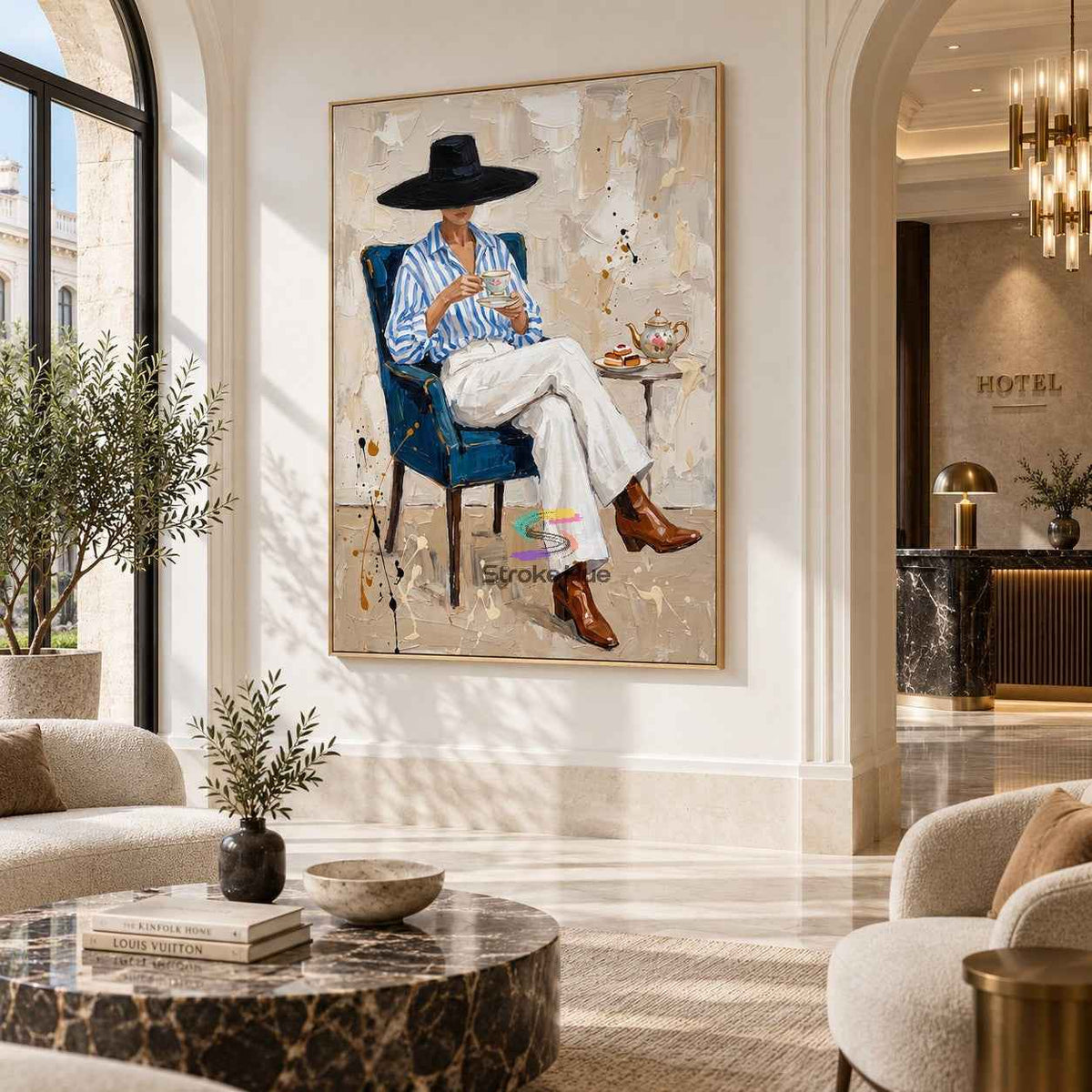 Blue Chair Moment-Modern Figure Oil Painting